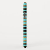 Coques Case-Mate iPhone Monogramme Turquoise, Noir et Or Foil strié (Dos/Droite)