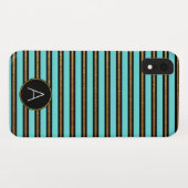 Coques Case-Mate iPhone Monogramme Turquoise, Noir et Or Foil strié (Dos (Horizontal))