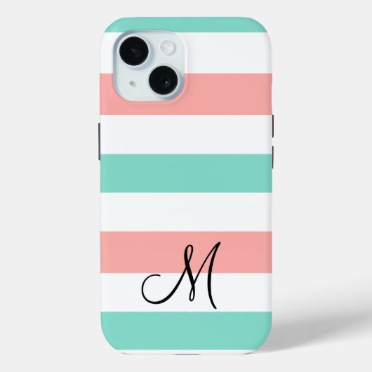 Coques Case-Mate iPhone Monogramme Turquoise tendance Smartphone moderne (Verso)