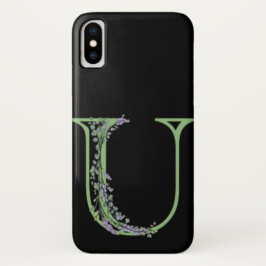 Coques Case-Mate iPhone Monogramme U Lavender Eucalyptus (Dos)