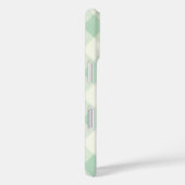 Coques Case-Mate iPhone Monogramme unique encadré sur gingham vert et ment (Verso / Droite)