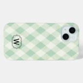 Coques Case-Mate iPhone Monogramme unique encadré sur la menthe et la En v (Verso (horizontal))