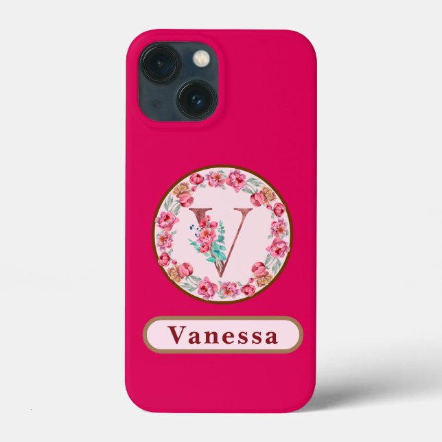 Coques Case-Mate iPhone Monogramme V Floral Custom (Verso)