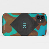 Coques Case-Mate iPhone Monogramme Vache Impression Brown et Turquoise (Dos (Horizontal))