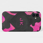 Coques Case-Mate iPhone Monogramme vache rose chaud et noir (Dos (Horizontal))
