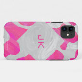 Coques Case-Mate iPhone Monogramme Vache rose et blanc chaud (Dos (Horizontal))