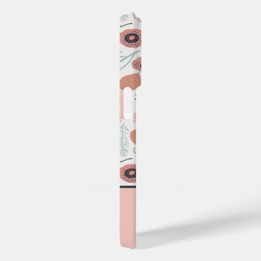 Coques Case-Mate iPhone Monogramme végétal à crème rose mignonne (Verso / Droite)