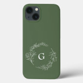 Coques Case-Mate iPhone Monogramme végétal vert minimaliste (Verso)
