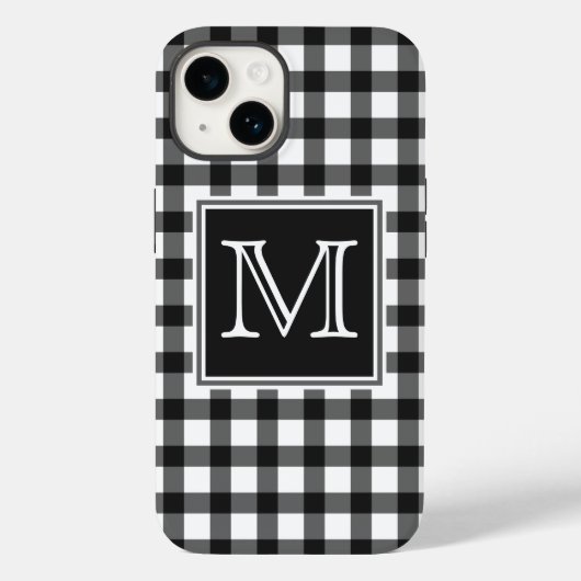 Coques Case-Mate iPhone Monogramme | Vérificateur En vichy plaqué noir et (Verso)
