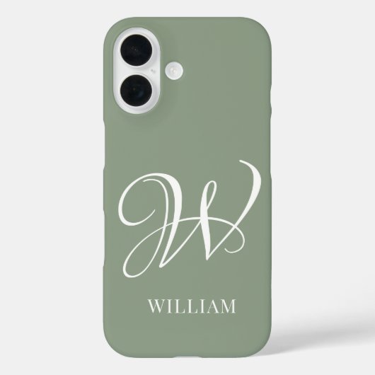 Coques Case-Mate iPhone Monogramme vert de l'élégance de la taille personn (Verso)