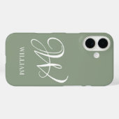 Coques Case-Mate iPhone Monogramme vert de l'élégance de la taille personn (Verso (horizontal))