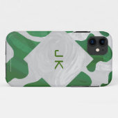 Coques Case-Mate iPhone Monogramme vert et blanc de vache (Dos (Horizontal))
