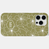 Coques Case-Mate iPhone Monogramme Vert Floral Simple Line Motif d'art (Verso (horizontal))