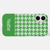 Coques Case-Mate iPhone Monogramme vert foncé et blanc motif de la base (Verso (horizontal))