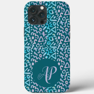Case-Mate iPhone Case Monogramme vert géométrique moderne du milieu du s