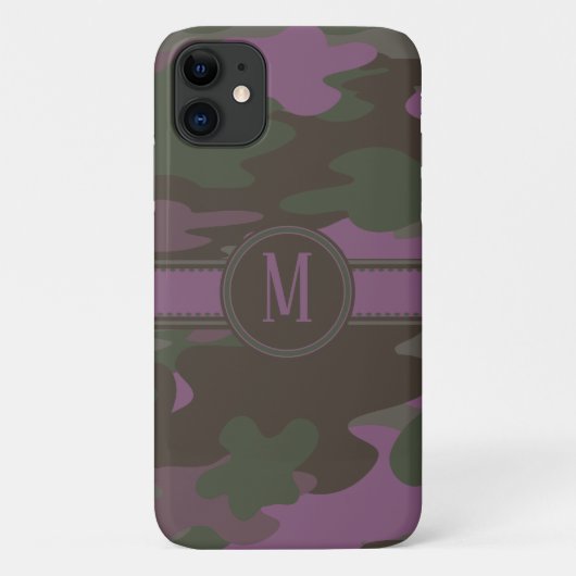 Coques Case-Mate iPhone Monogramme vert mauve d'obscurité du rose | Camo (Dos)