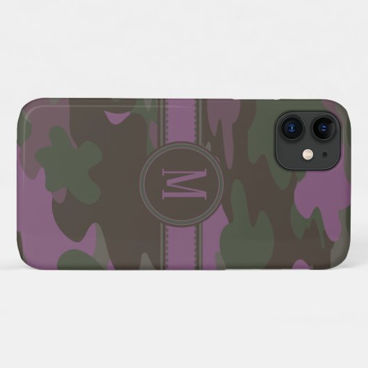 Coques Case-Mate iPhone Monogramme vert mauve d'obscurité du rose | Camo (Dos (Horizontal))