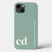 Coques Case-Mate iPhone Monogramme vert mignon (Verso)
