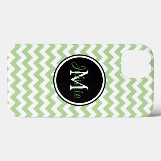 Coques Case-Mate iPhone Monogramme vert noir et blanc Chevron (Verso (horizontal))