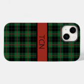 Coques Case-Mate iPhone Monogramme vert noir rouge Tartan Plaid (Verso (horizontal))