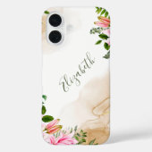Coques Case-Mate iPhone Monogramme Vert rose Or Floral Encre d'alcool (Verso)
