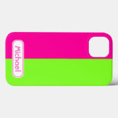 Coques Case-Mate iPhone Monogramme vert rose rose néon moderne (Verso (horizontal))