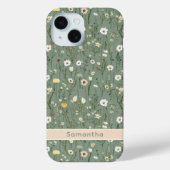 Coques Case-Mate iPhone Monogramme Vert Sauge Jaune Blanc Fleurs Sauvages (Verso)