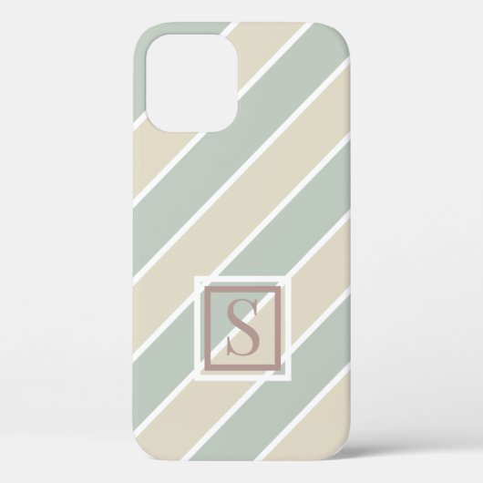 Coques Case-Mate iPhone Monogramme vert Tan moderne Abstrait (Verso)