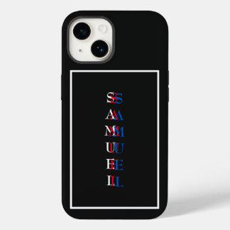 Coque Pour iPhone 14 Monogramme vertical moderne noir blanc
