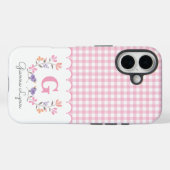 Coques Case-Mate iPhone Monogramme Vichy Floral Rose (Verso (horizontal))