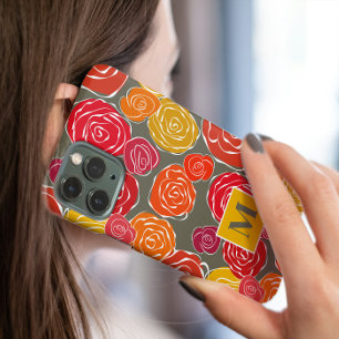 Case-Mate iPhone Case monogramme vintage à motif floral rose