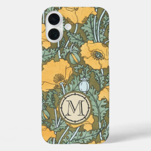 Coques iPhone 16 Plus Monogramme Vintage Fleur de pavot Motif Art Nouvea