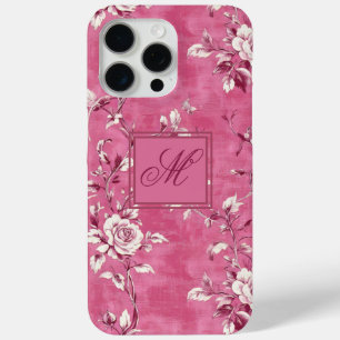 Coque iPhone 15 Pro Max Monogramme vintage rose rose rose