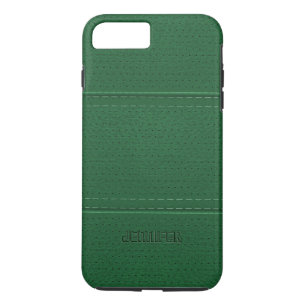 Coque iPhone 8 Plus/7 Plus Monogramme Vintage Vert foncé Faux cuir