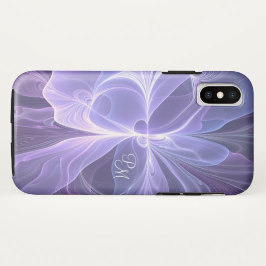 Coques Case-Mate iPhone Monogramme violet Abstrait fractal moderne (Dos (Horizontal))