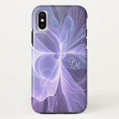 Coques Case-Mate iPhone Monogramme violet Abstrait fractal moderne (Dos)