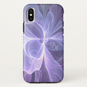 Coques Pour iPhone Monogramme violet Abstrait fractal moderne