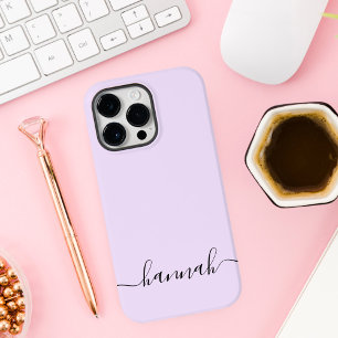 Coque Pour Pour iPhone 14 Pro Max Monogramme violet de fille Script moderne personna
