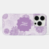 Coques Case-Mate iPhone Monogramme violet élégant Floral (Verso (horizontal))
