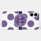 Coques Case-Mate iPhone Monogramme violet et blanc des grands Pois (Verso (horizontal))