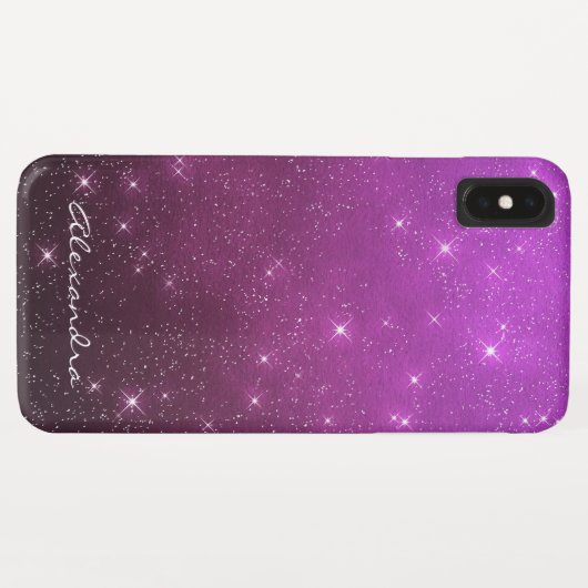 Coques Case-Mate iPhone Monogramme Violet Ombre Étoiles Étincelles De Minu (Dos (Horizontal))