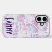 Coques Case-Mate iPhone monogramme violet rétro texte personnalisé (Verso (horizontal))