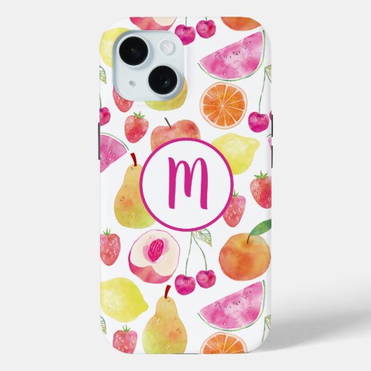 Coques Case-Mate iPhone Monogramme Watecolore Fruit (Verso)