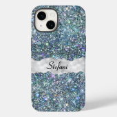 Coques Case-Mate iPhone Monogramme Whimsical Faux Blue et Silver Parties s (Verso)