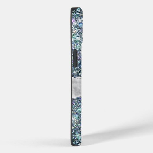 Coques Case-Mate iPhone Monogramme Whimsical Faux Blue et Silver Parties s (Verso / Droite)