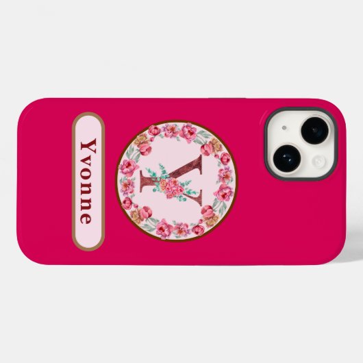 Coques Case-Mate iPhone Monogramme Y Floral Custom (Verso (horizontal))