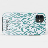 Coques Case-Mate iPhone Monogramme Zebra Motif animal Turquoise (Dos (Horizontal))