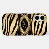 Coques Case-Mate iPhone Monogramme Zebra Stripe Black Ornate Gold (Verso (horizontal))
