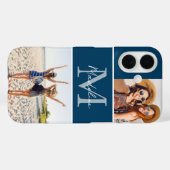 Coques Case-Mate iPhone Monogrammed 2 Photo Collage Blue (Verso (horizontal))