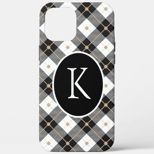 Coques Case-Mate iPhone Monogrammed Black White Gold (Verso)